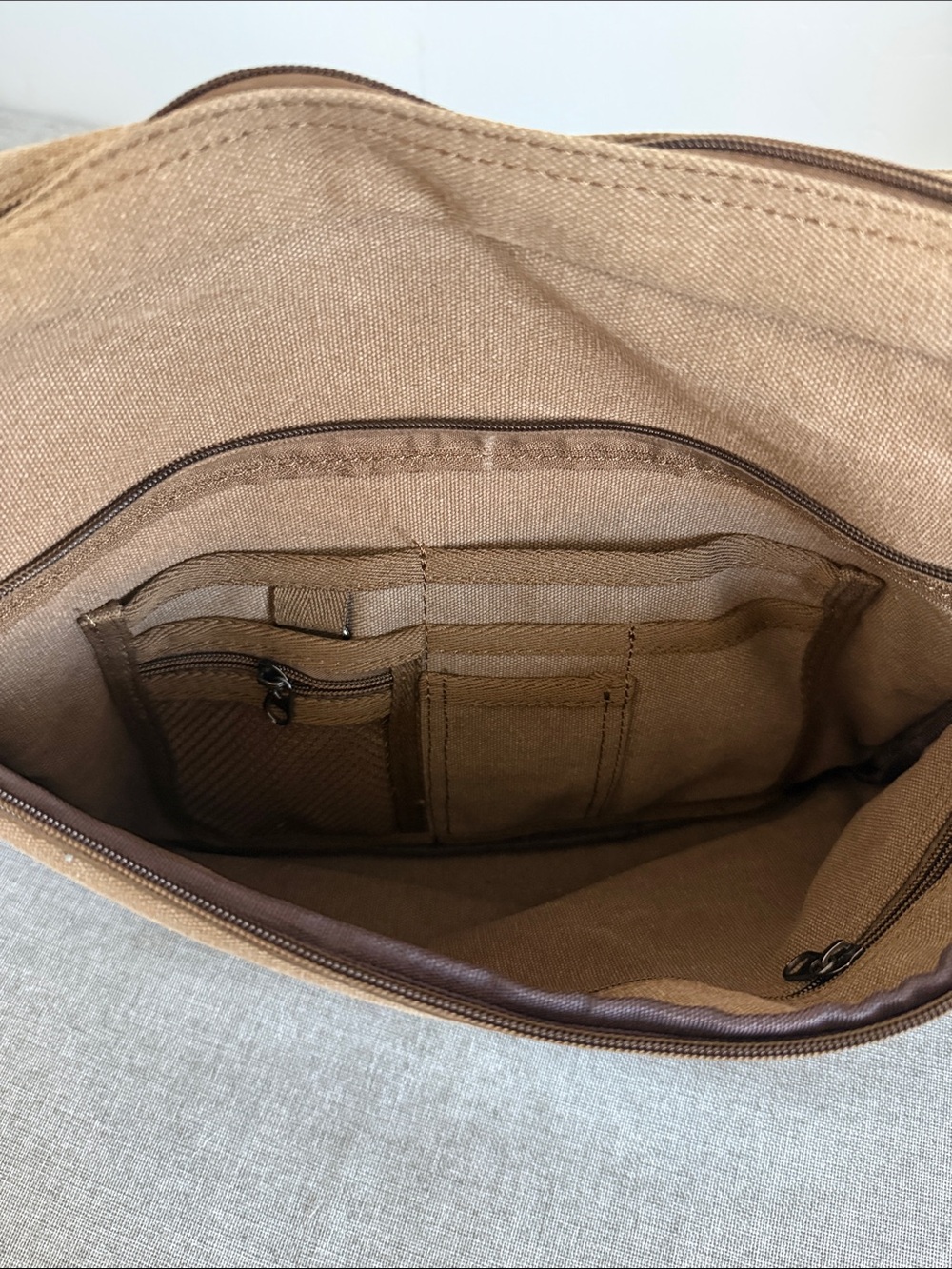 ✨ Topfox Vintage-Vibe Tan Canvas Crossbody Messenger Bag ✨ - Picture 7 of 12